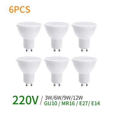 6PCS GU10 Led Bulb Light 220V MR16 Corn Lamp E27 Spot Light LED Bombilla Lampara E14 Bulb Home Lighting 3W 6W 9W 12W led bulb - LEDLIGHTING WHOLESALE